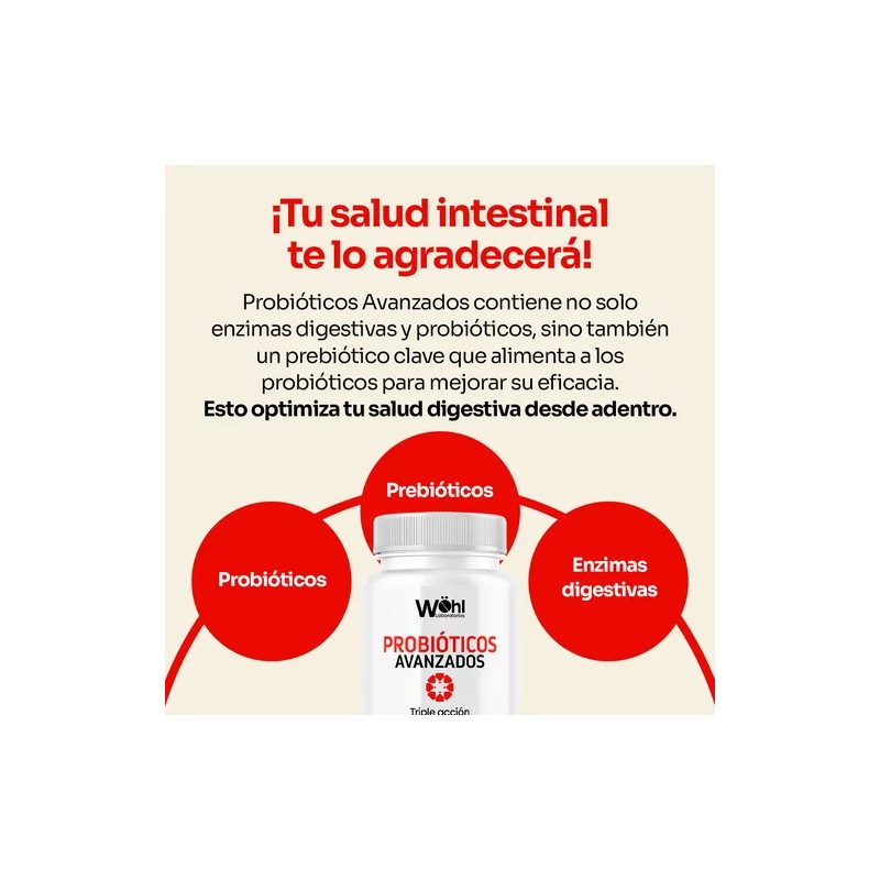 Probioticos Avanzados Laboratorios Wöhl Triple Acción Probioticos+ Enzimas Digestivas+ Prebiotico