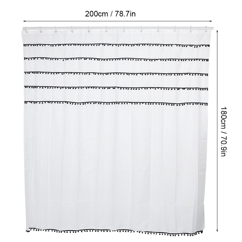 Elegant Black and White Polyester Bathroom Shower Curtain Waterproof Mildew