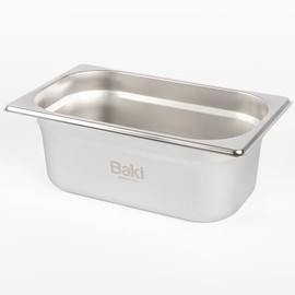 Baki Stainless Steel Gastronorm Container 1/4 Food Pan 65, 100, 150 mm Deep with & Without Lid (100mm Deep)