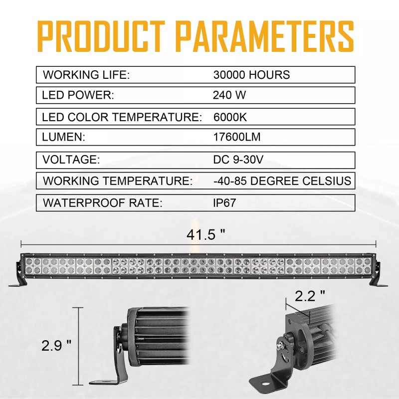 DYSO Roof 42" Curved LED Light Bar Bracket Wire Kit