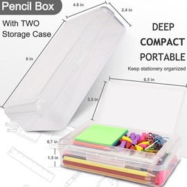 1 caja de lápices de doble capa, caja de lápices de gran capacidad, estuche duro con tapa hermética, estuche de plástico para suministros escolares de oficina, cajas de bolígrafos, organizador de