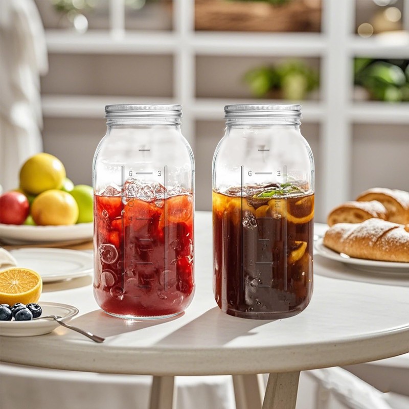 eleganttime 64 oz Mason Jar Wide Mouth 3 Pack,Large Half
