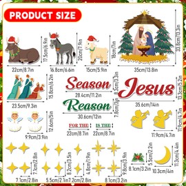 30 Pcs Nativity Scene Garage Door Magnets, Religious Christmas Decorations, Jesus is The Reason for The Season Magnetic Decor for Garage Door, Car, Refrigerator