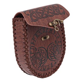 POFET Viking Pouch Leather Belt Bag Mid-Century Vintage Belt Bag Coin Purse for Theatre Performances Cosplay, brown