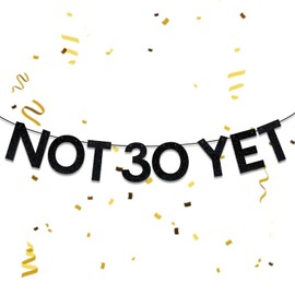KICOSY Not 30 Yet Banner 29th Birthday Decorations for Him & Her Black Glitter Cheers to 29 Years Ideal for Indoor/Outdoor Celebrations
