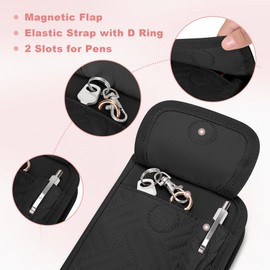 Yarwo Journal Cover for Field Notes, Notepad Carrying Cases Moleskine Cahier(9 x 14 CM), Pocket Notebook Zippered Cover with Card and Pen Holder for Journal Notebooks, Planners, Black