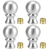 QWORK 4 Pack Dual-Thread Ball Lamp Finials, Silver Lamp Shade