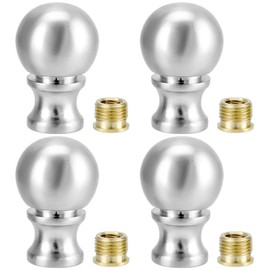 QWORK 4 Pack Dual-Thread Ball Lamp Finials, Silver Lamp Shade Holder Screw Cap, Lamp Nut Topper for Table and Floor Lamps - Fits 1/8 IP (3/8") &1/4-27 Inch Standard Harp Thread