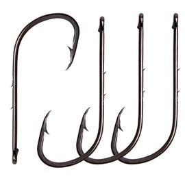 JSHANMEI Baitholder Fishing Hooks Long Shank Beak Bait Holder Hooks Black Offset Jig Fishing Hooks with 2 Barbs,Size:4#-6/0 (2/0-50PCS)