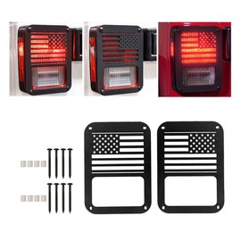 A ABIGAIL Tail Light Cover Compatible with Jeep Wrangler JK/JKU 2007-2018, Taillight Cover Guard with US Flag Pattern Decorative Protector Exterior