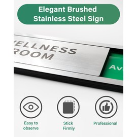 Meeting Room Sliding Door Signs Do Not Disturb, In Use/Available Slider Sign for Home Office Conference Vacant Occupied Privacy Slide Door Sign，Brushed Silver