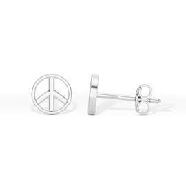 Heather Needham Silver Peace Sign Stud Earrings - Sterling Silver Earrings for Women - 7mm - Gift Boxed 157