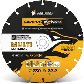 Anvil Carbide Wolf Diameter 230 mm - Multi Carbide Cutting Disc for Angle Grinder (Flex, Bosch uva) - Wood (with Nails), Plastic, Plastic, Plaster, Wood Cutting Disc, Universal Saw Blade, Speedcutter