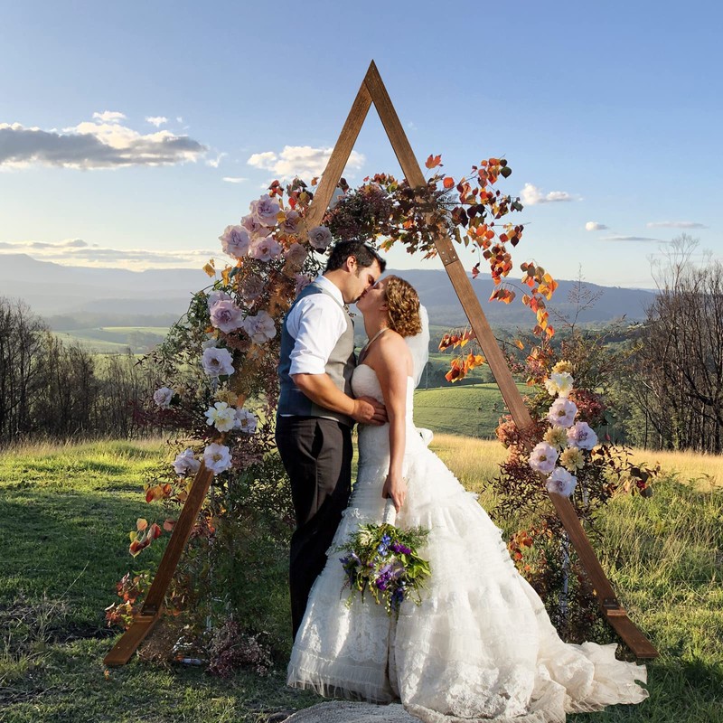 Wooden Wedding Arch 8.2FT, Triangle Wedding Arch, Wedding Arches for