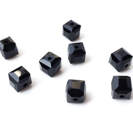 Chengmu 4mm Cube Black Glass Beads for Jewelry Making 450pcs Faceted Square Crytal Spacer Beads Assortments Supplies Accessories for Bracelet Necklace for Wholesale