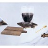 Wooden Square Coaster on Metal Holder 10.5 x 10.5 cm