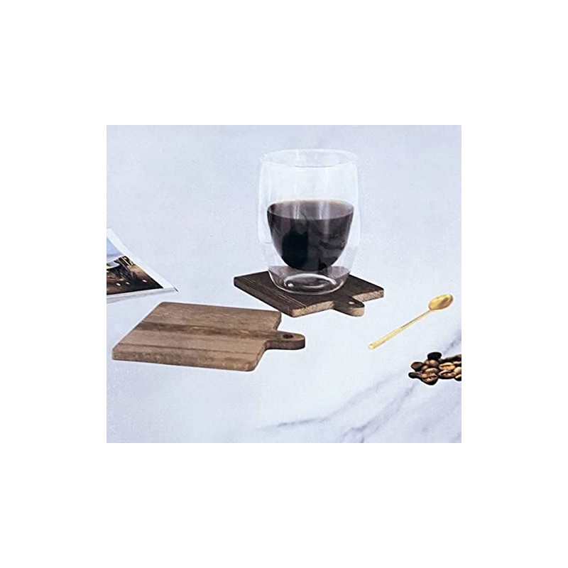 Wooden Square Coaster on Metal Holder 10.5 x 10.5 cm