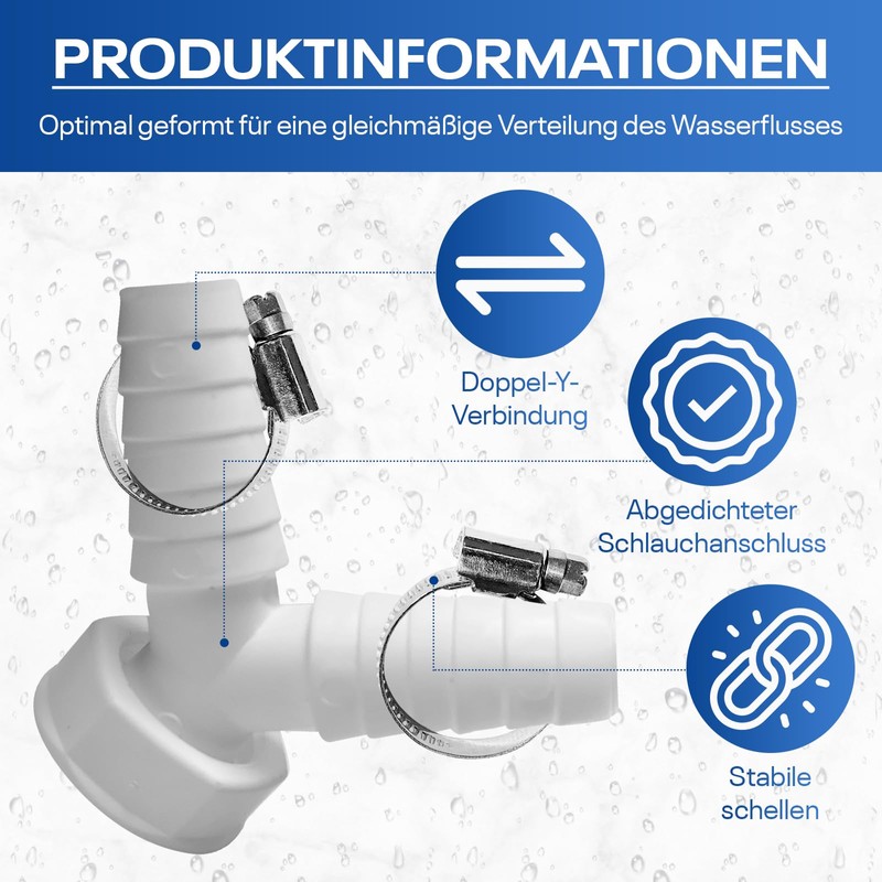 Double connection for washing machine, dishwasher, 1 inch, drain adapter