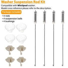 Washer Suspension Rod Kit Compatible with Whirlpool 1CWTW4705GW0 1CWTW4815EW0 1CWTW4815EW1 1CWTW4845EW0 1CWTW4845EW1 2DWTW4705EW1 2DWTW4815GW0 2DWTW4845EW0 2DWTW4845EW1 3DWTW3000FW0
