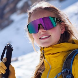 RIVBOS Youth Baseball Sunglasses for Kids(Boys&Girls) Polarized UV Protection Cycling Glasses Black RabwDot-Purple lens RYS008