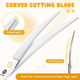 Dream Reach Dog Grooming Scissors - 7'' Curved Dog Shears Set with Ergonomic Handle, Professional Sharp Trimming Curved Scissors and Comb for Pet