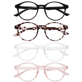 Przene 4 Pack Blue Light Blocking Glasses for Women Men,Retro Round Computer Gaming Glasses Anti Eye Strain/UV/Glare (Mixed Color-01, Standard)