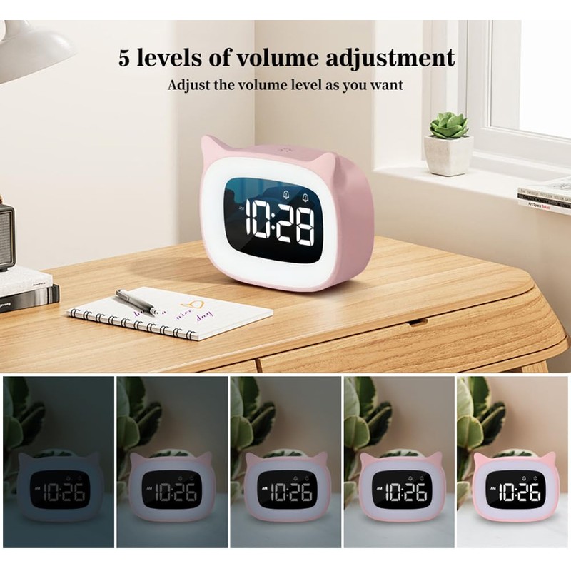Roysamrt Digital Children's Alarm Clock with Light, Digital Alarm Clock,