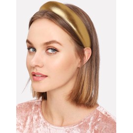 Gold Headband for Women Girls Padded Satin Headband Cute Hair Band Gold Headpiece Hair Accessories