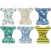 Littles and Bloomz Reusable Nappy, Standard Popper, 6 Nappies, FLP2-0605