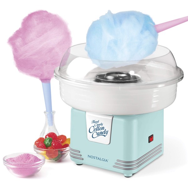 Nostalgia Cotton Candy Machine - Retro Cotton Candy Machine for Kids with 2 Reusable Cones, 1 Sugar Scoop, and 1 Extractor Head – Aqua