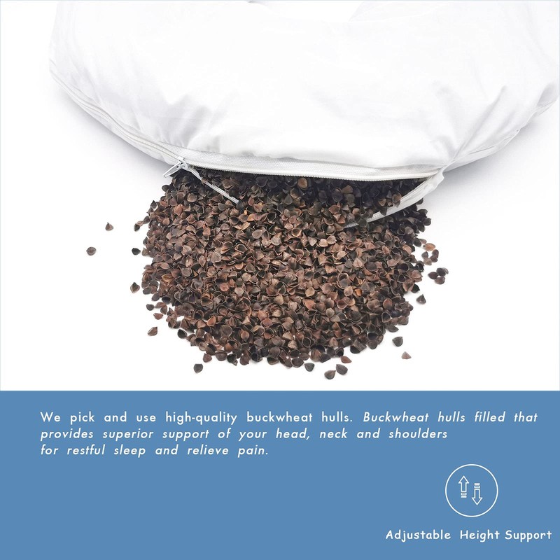 Edomi Buckwheat Pillow for Side Sleepers Cervical Neck Cooling Pillows