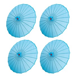 THY COLLECTIBLES Set of 4 Kid's Size 22" Japanese Chinese Umbrella Parasol for Wedding Parties, Photography, Costumes, Cosplay, Decoration and Other Events (Light Blue)