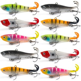 Pre-Rigged Soft Fishing Lures Swimbait Jig Head Soft Plastic Fork Tail Swim Baits Swim Shad Lure Bait Bass Trout Walleye Sinking Baits Fishing Lures for Freshwater Saltwater Fishing