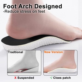 Height Increase Insoles, 3.5cm Height Insoles 1 Pair Heel Lifts Shoe Inserts Invisible Shoe Insoles for Men and Women, Shock Absorption Shoe Heel Inserts Shoe Lifts Heel Insoles, Black