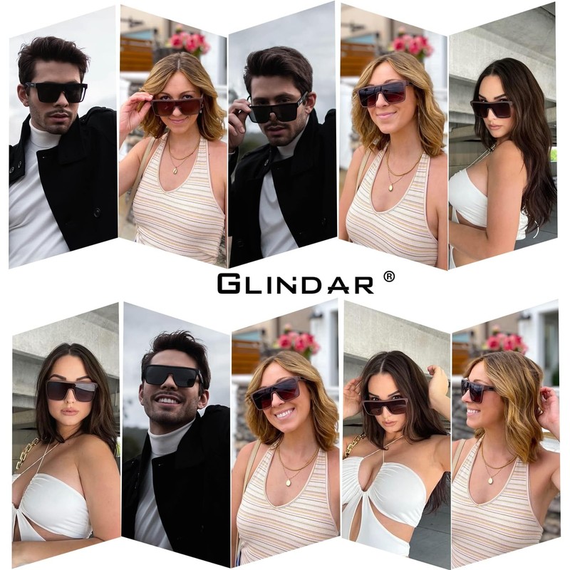 GLINDAR Polarized Shield Sunglasses for Men Square Flat Top Sports