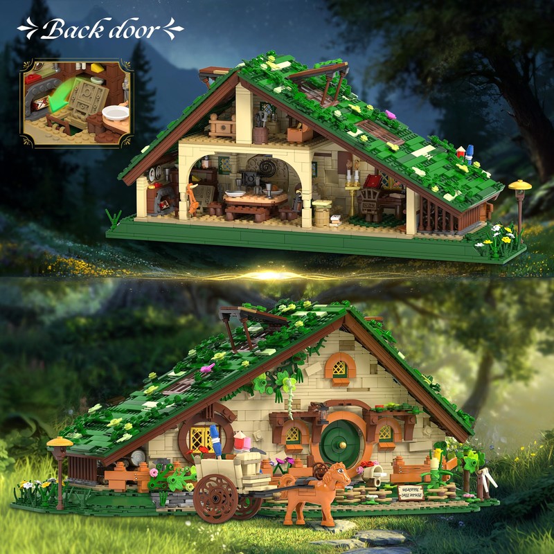 Medieval Fantasy A-Frame Cabin Building Blocks Set, 2088Pcs Architecture Tree