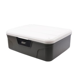 RUIAN Lockable Storage Container Bin, Portable Lock Box with Combination, Plastic Lock Code Box Safe Box, Versatile Password Organize Locking Box for Home Office School Travel Business(Grey)