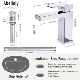 Solid Brass Chrome Bathroom Faucet, Bathroom Sink Faucet for 1 Hole, Lead-Free Single Handle Vanity Faucet with Two Flexible Hoses(Hot and Cold) & Pop Up Drain Stopper(Polished Chrome)