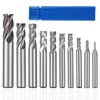 HSEAMALL HSS End Mill Cutter Set, 10-Piece, 2-12mm, 4 Flutes,