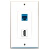 RiteAV 1 Port HDMI 1 Port Cat6 Ethernet Blue Wall
