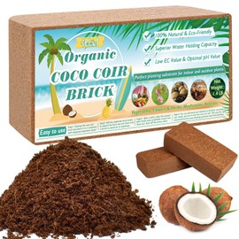 Halatool 1.4LB Coconut Coir Brick Organic Compressed Coco Coir Bricks Nutrient Potting Soil with Low EC & pH Balance Premium Starting Soil Coconut Fiber Substrate for Plants Flowers Reptiles