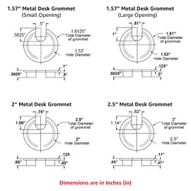 Electriduct 1.57" Metal Desk Grommet 40mm Cable Hole Cover Wire Cord Organizer (Large Opening) | Brushed Nickel (3 Pack)