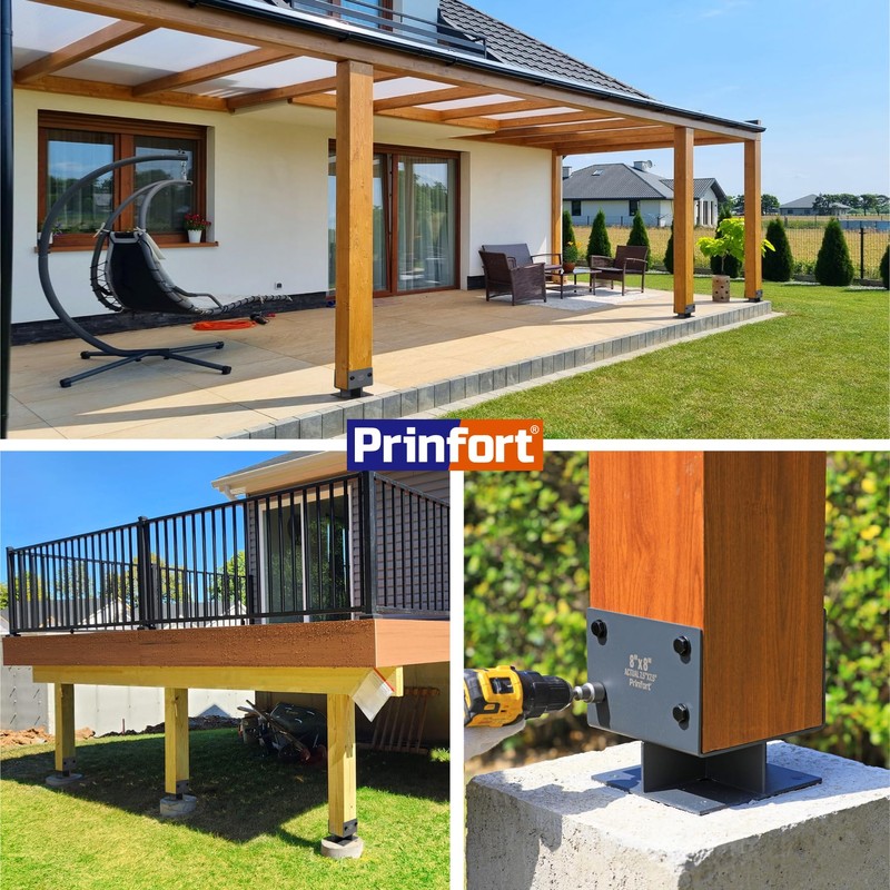 Prinfort Stainless Steel 8"x8"(Actual 7.5"x7.5") Post Base Bracket Concrete, Wet