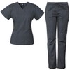 Medgear 12-Pocket Women's Scrub Set with Silver Snap Detail &