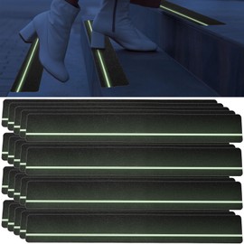 20 Pcs 4'' x 30'' Anti Slip Stair Treads with Reflective Stripe Grip Non Slip Tape Adhesive Non Skid Tape Outdoor Traction Treads Staircase Step Treads Friction Abrasive for Stairs (glow in dark)