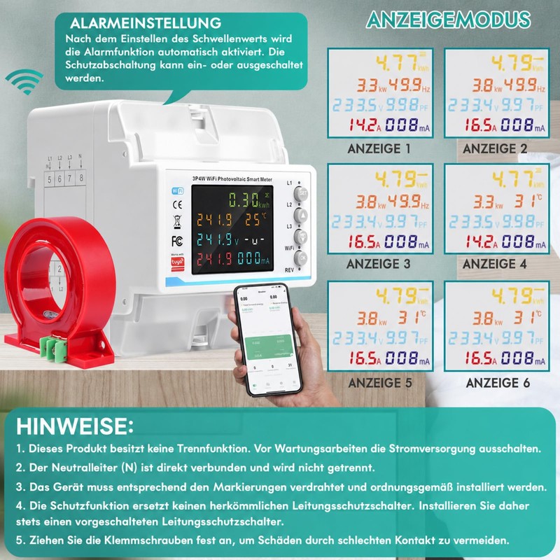 WiFi Electricity Meter 3 Phase 100 A 380 V AC