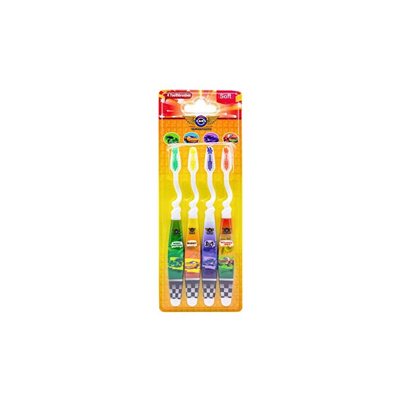 The Toon Studio Car 4-Count Kids Toothbrush, Soft
