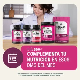 Inositol Life360+ Myo Inositol 60 Cápsulas Sin Sabor 620mg Por Porción