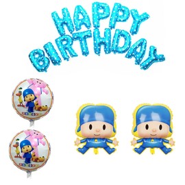ling POCOYO Cartoon Cartoon Cute Kids Boys Blue Balloons Happy Birthday Garland Set of 5