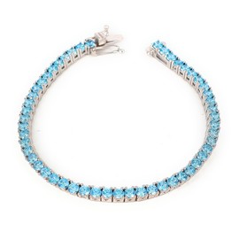 HOILY'S Women's Blue Waterway Jewellery Bracelet with Zirconia in 925 Sterling Silver, Sterling Silver, Cubic Zirconia